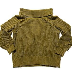 H&M Super Chunky Olive Cowl Neck Knit Sweater Size XS Oversized Fall Classic